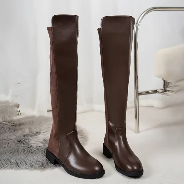 Bottes cavalières femme en cuir – style équitation au-dessus du genou