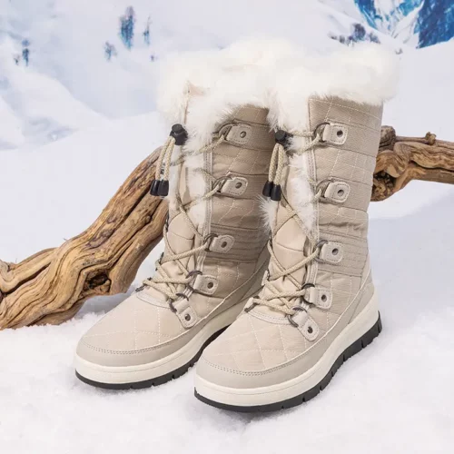 Bottes de neige femme fourrées imperméables – style hivernal chaud et confort