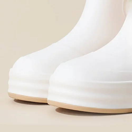 Bottes de pluie femme mi-mollet en caoutchouc avec doublure polaire amovible