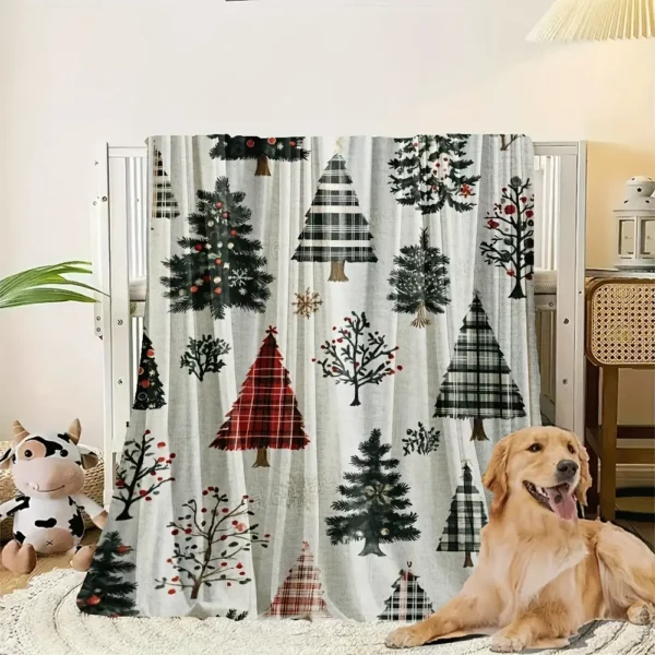 Plaid de Noël en coton léger – Motifs sapin et patchwork chaleureux