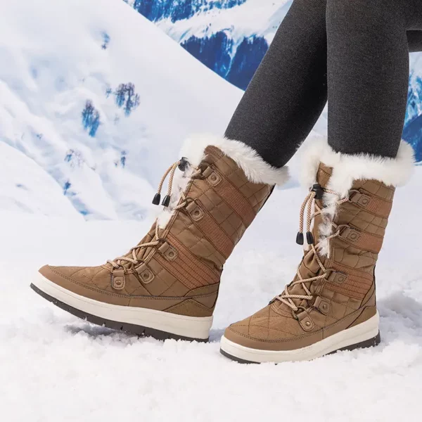 Bottes de neige femme fourrées imperméables – style hivernal chaud et confort