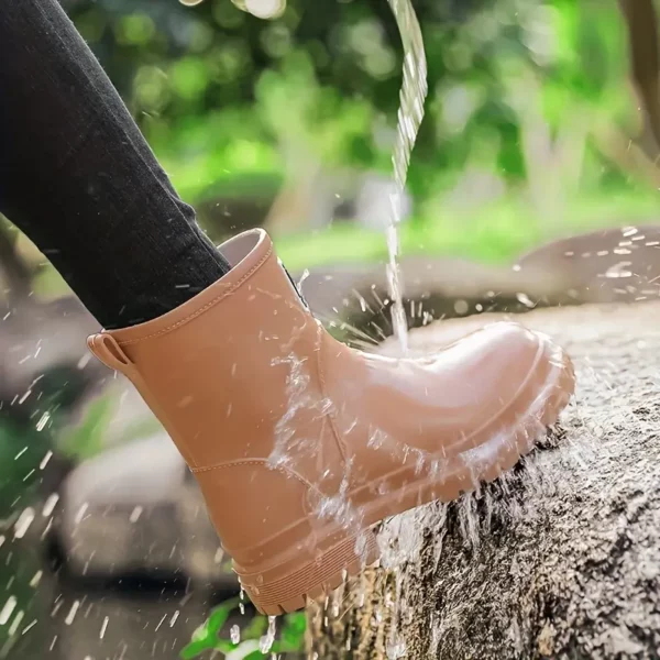 Bottes de pluie femme en caoutchouc mat avec doublure douce et semelle confort