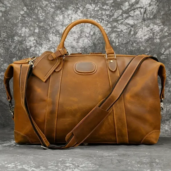 Sac weekend femme en cuir véritable style vintage – sac de voyage élégant