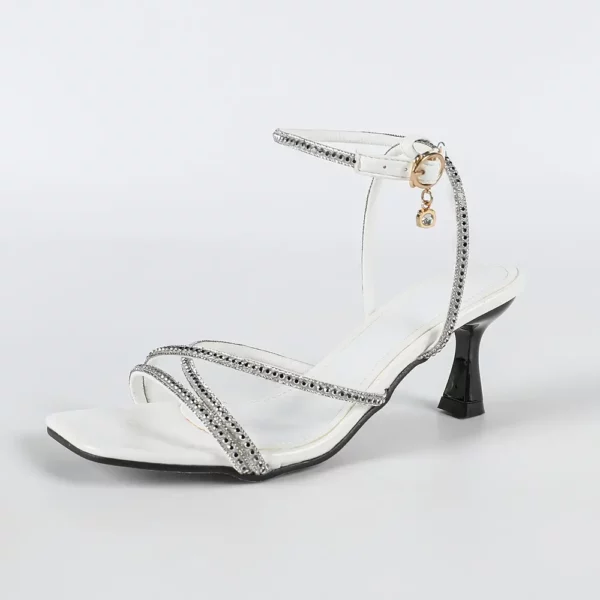 Sandales à talon carré femme – strass scintillants et confort mariage
