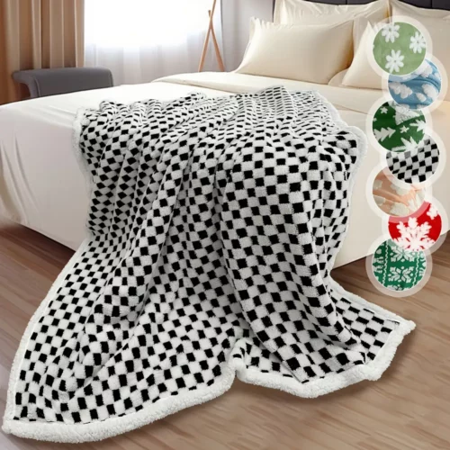 Plaid de Noël doux double couche – couverture cocooning motif festif chaleureux