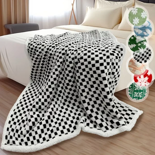 Plaid de Noël doux double couche – couverture cocooning motif festif chaleureux