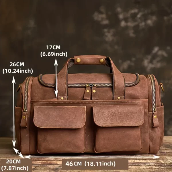 Sac week-end femme en cuir souple – grand sac de voyage avec poches zippées