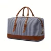 Sac week-end femme convertible en tissu résistant à rayures – style sport chic