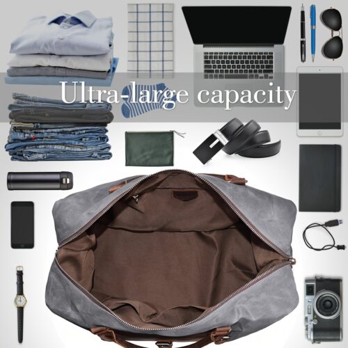 Sac week-end femme grand format – sac de voyage toile imperméable avec anses