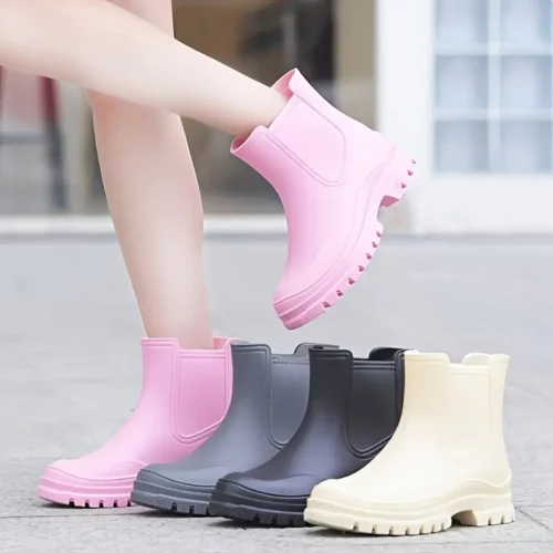 Bottines de pluie femme en caoutchouc imperméables – semelle antidérapante