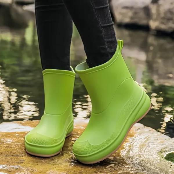 Bottes de pluie femme en caoutchouc avec semelle EVA – style chic à enfiler