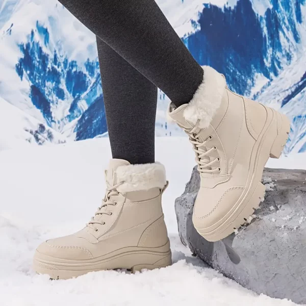 Bottes d’hiver femme avec doublure fourrée synthétique et semelle plateforme TPR
