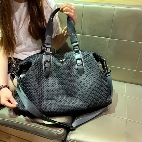 Sac week-end femme Oxford avec bandoulière réglable – style décontracté noir