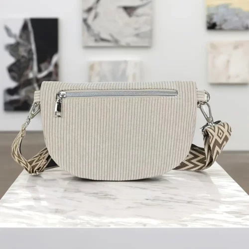 Sac banane femme en velours côtelé – style minimaliste et chic