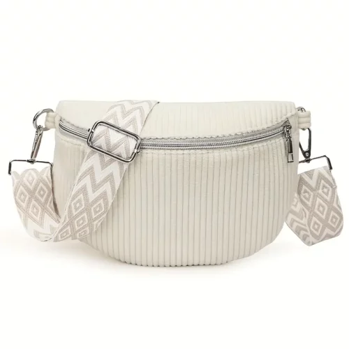 Sac banane femme en velours côtelé – style vintage avec bandoulière ajustable