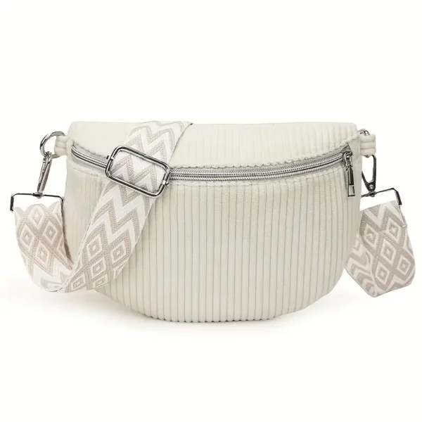 Sac banane femme en velours côtelé – style vintage avec bandoulière ajustable