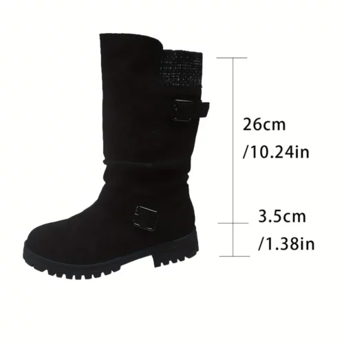 Bottes western femme à talon épais – design froncé été 2025, bout rond confort