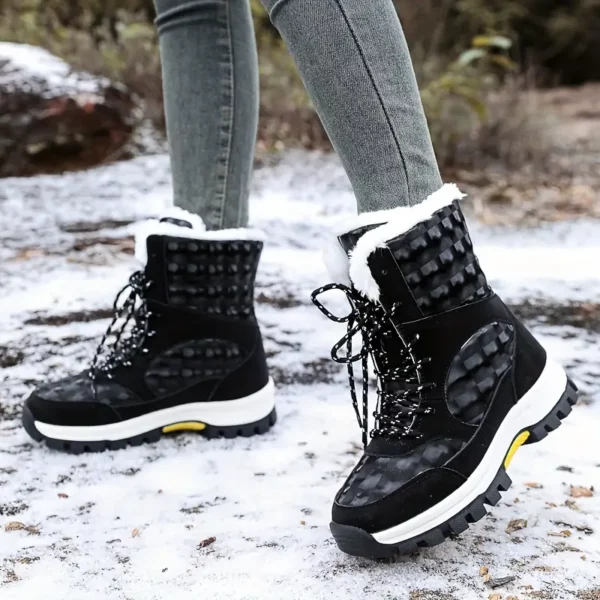 Bottes de neige femme mi-mollet doublées en peluche antidérapantes imperméables