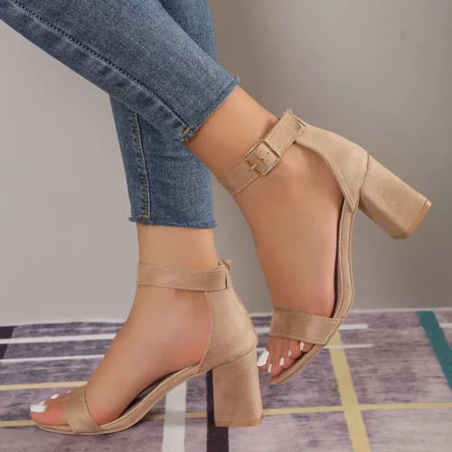 Sandales mariage femme à talon bloc confortable – bride boucle élégante