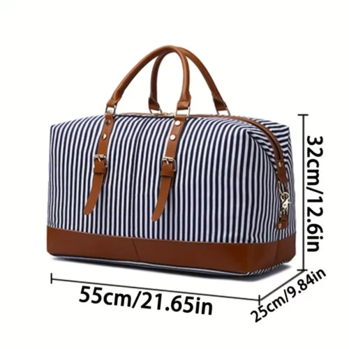 Sac week-end femme convertible en tissu résistant à rayures – style sport chic