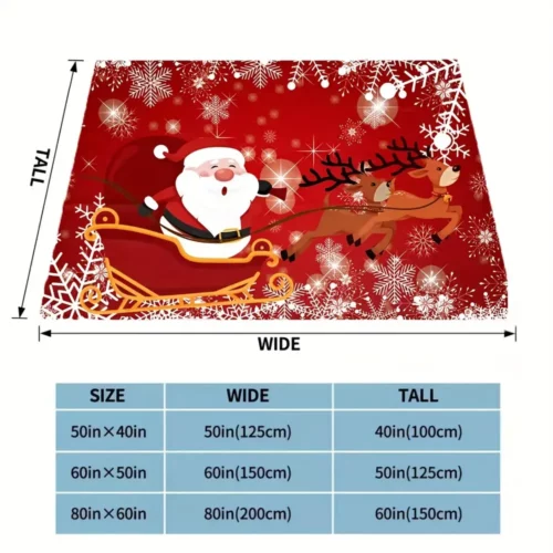 Plaid polaire de Noël doux – motif renne et flocons pour canapé ou lit