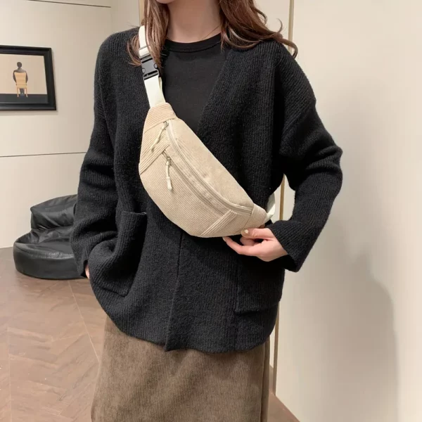 Sac banane femme en velours côtelé – design unisexe léger et résistant
