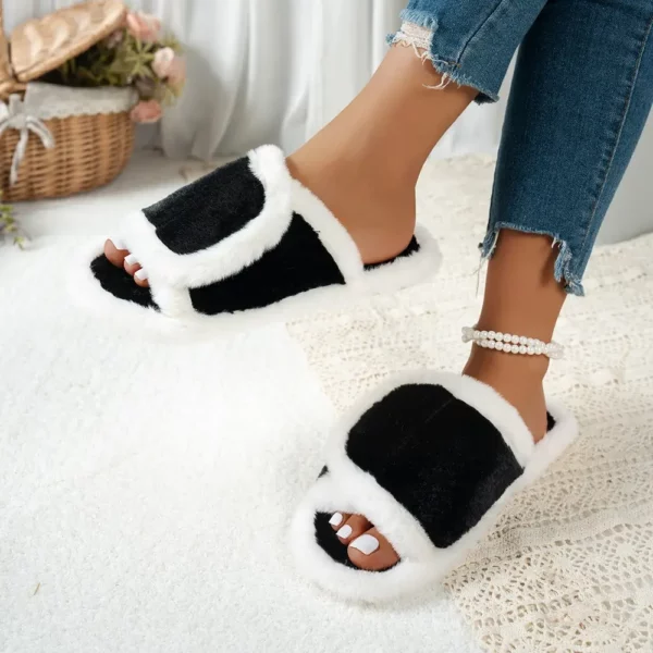 Chaussons femme en fausse fourrure douce – intérieur molletonné et semelle antidérapante