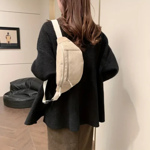 Sac banane femme en velours côtelé – design unisexe léger et résistant