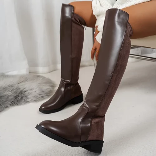Bottes cavalières femme en cuir – style équitation au-dessus du genou