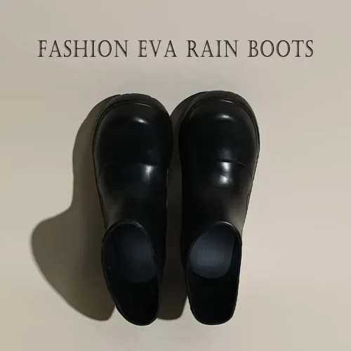 Bottes de pluie femme en caoutchouc – style chic à enfiler avec semelle épaisse