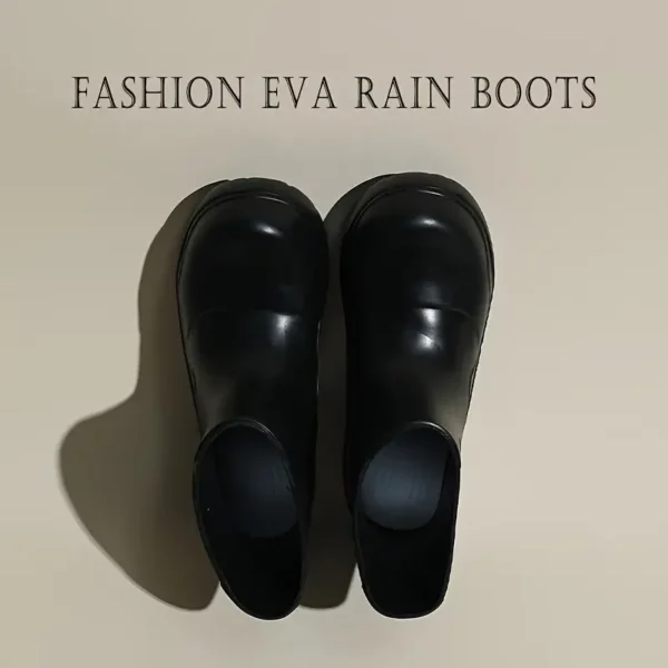 Bottes de pluie femme en caoutchouc – style chic à enfiler avec semelle épaisse