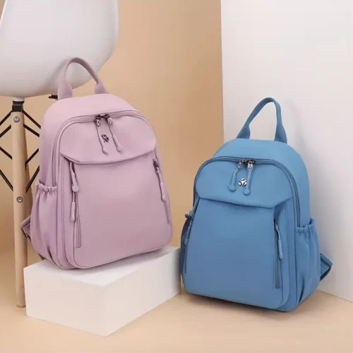 Sac à dos femme en nylon léger – multifonction urbain avec poches zippées