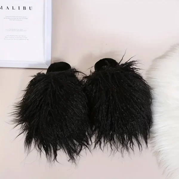 Chaussons femme en fausse fourrure peluche – intérieur chaud et confort moelleux