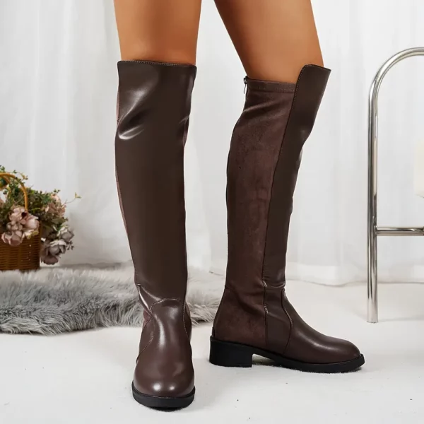 Bottes cavalières femme en cuir – style équitation au-dessus du genou