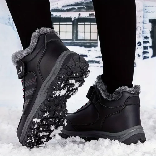 Bottes de neige femme fourrées imperméables – chaussures d’hiver chaudes antidérapantes