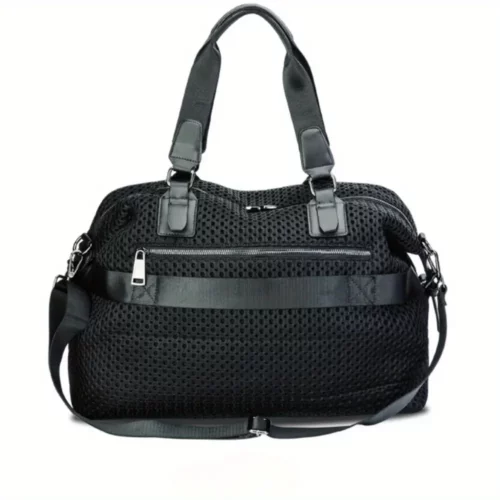 Sac week-end femme en nylon imperméable noir avec bandoulière amovible