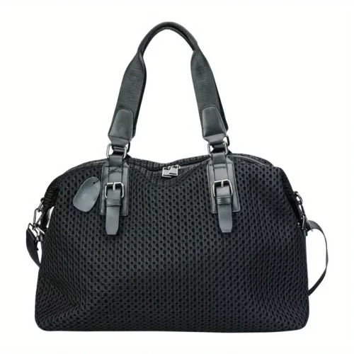 Sac week-end femme en nylon imperméable noir avec bandoulière amovible