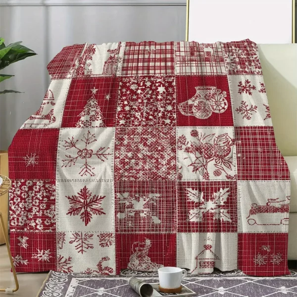 Plaid flanelle motif flocons de neige – couverture douce esprit Noël