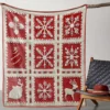 Plaid de Noël en flanelle douce – motif flocon de neige et renne rétro