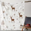 Plaid de Noël en flanelle douce avec motifs élan et flocons de neige