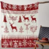 Plaid de Noël style vintage – motif cerf, flocons et sapins chaleureux