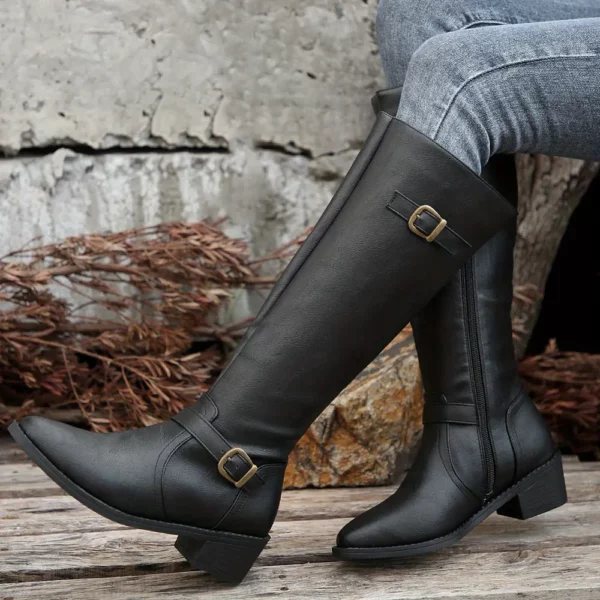 Bottes cavalières femme en cuir noir – style élégant et confort au quotidien