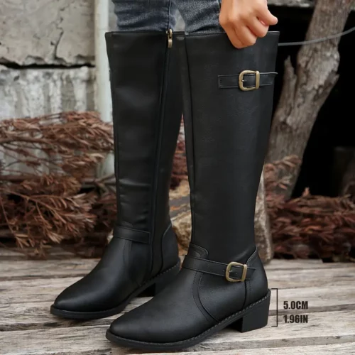 Bottes cavalières femme en cuir noir – style élégant et confort au quotidien