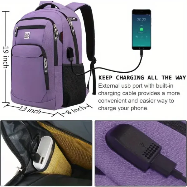 Sac à dos femme antivol pour ordinateur portable – design fin et élégant