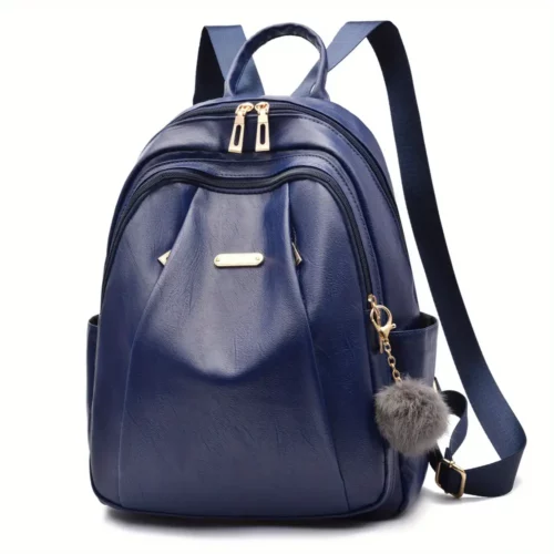 Sac à dos femme léger et élégant – polyester résistant avec pompon déco