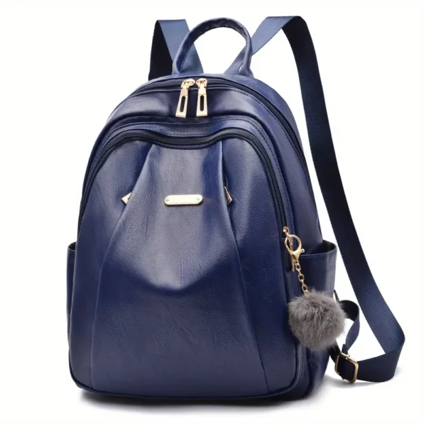 Sac à dos femme léger et élégant – polyester résistant avec pompon déco