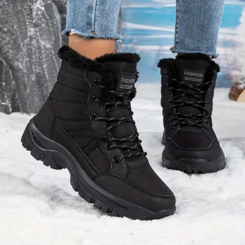 Bottes d’hiver femme fourrées antidérapantes – idéales neige et randonnée