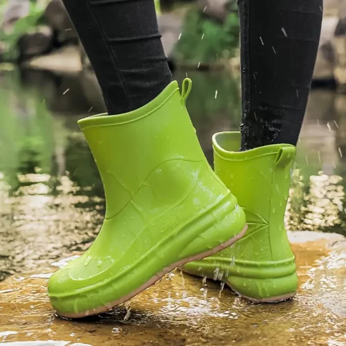 Bottes de pluie femme en caoutchouc avec semelle EVA – style chic à enfiler