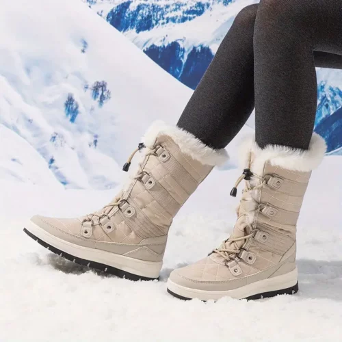Bottes de neige femme fourrées imperméables – style hivernal chaud et confort