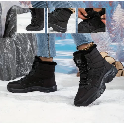 Bottes d’hiver femme fourrées antidérapantes – idéales neige et randonnée